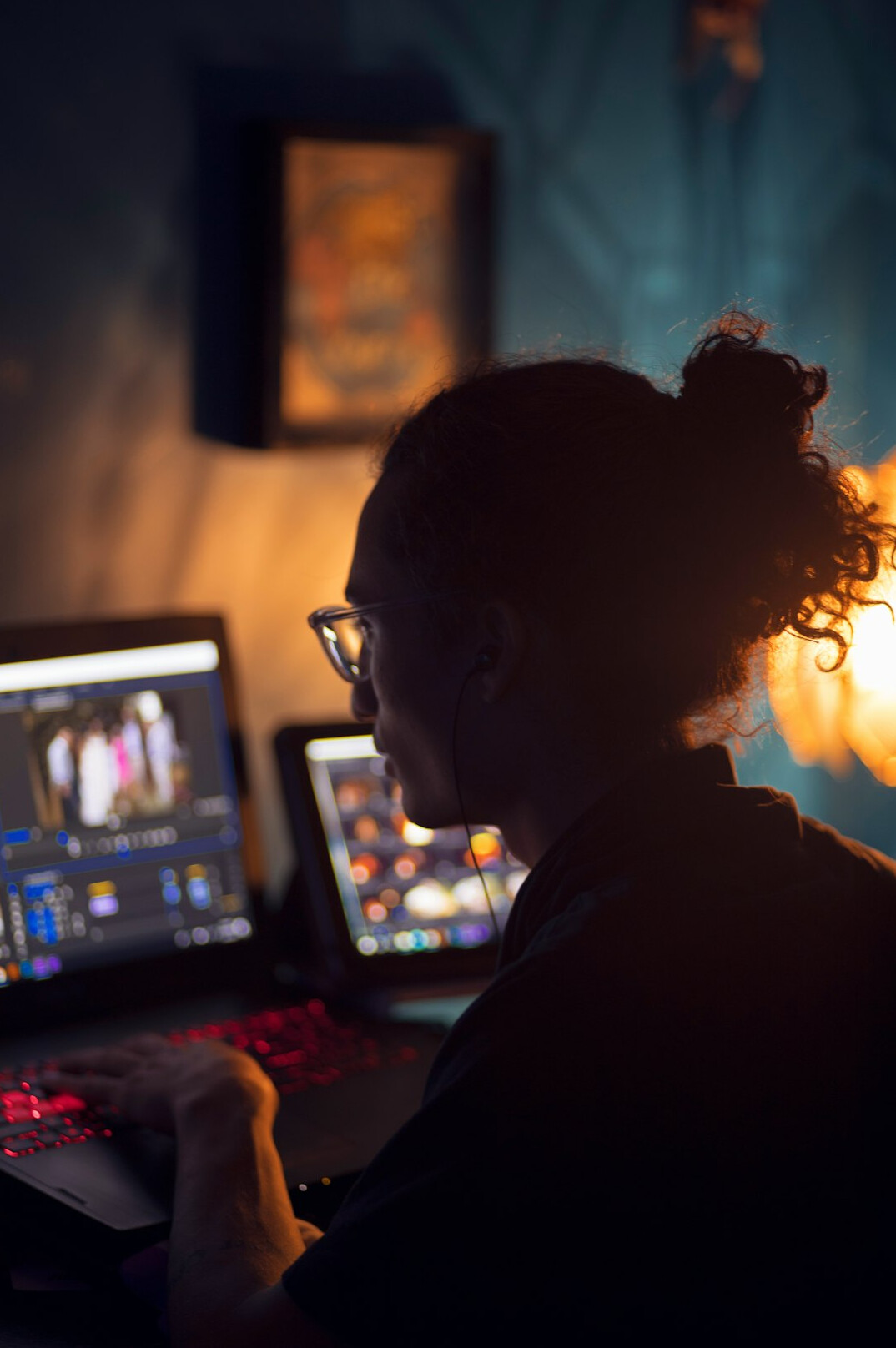 video editor at computer
