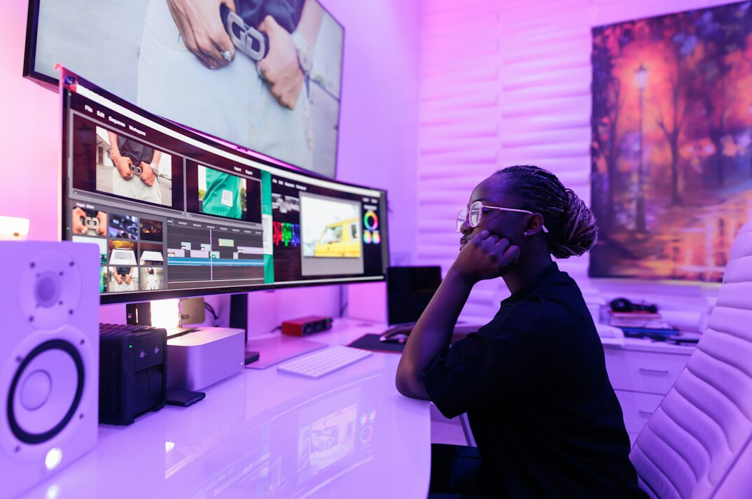 video editor adjusting lighting in post